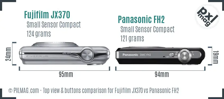 Fujifilm JX370 vs Panasonic FH2 top view buttons comparison