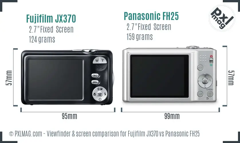 Fujifilm JX370 vs Panasonic FH25 Screen and Viewfinder comparison Fujifilm JX370 vs Panasonic FH25 Screen and Viewfinder comparison