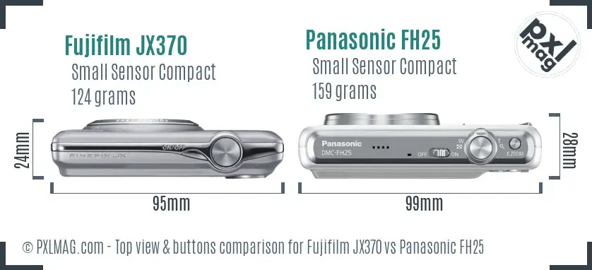 Fujifilm JX370 vs Panasonic FH25 top view buttons comparison Fujifilm JX370 vs Panasonic FH25 top view buttons comparison