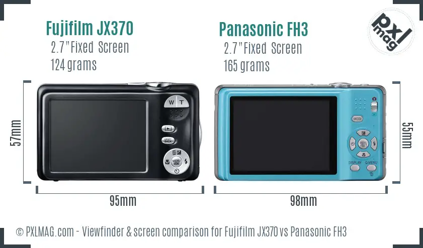 Fujifilm JX370 vs Panasonic FH3 Screen and Viewfinder comparison