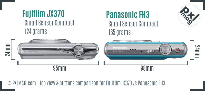 Fujifilm JX370 vs Panasonic FH3 top view buttons comparison