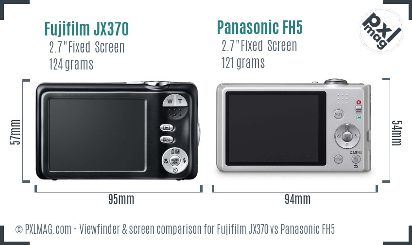 Fujifilm JX370 vs Panasonic FH5 Screen and Viewfinder comparison