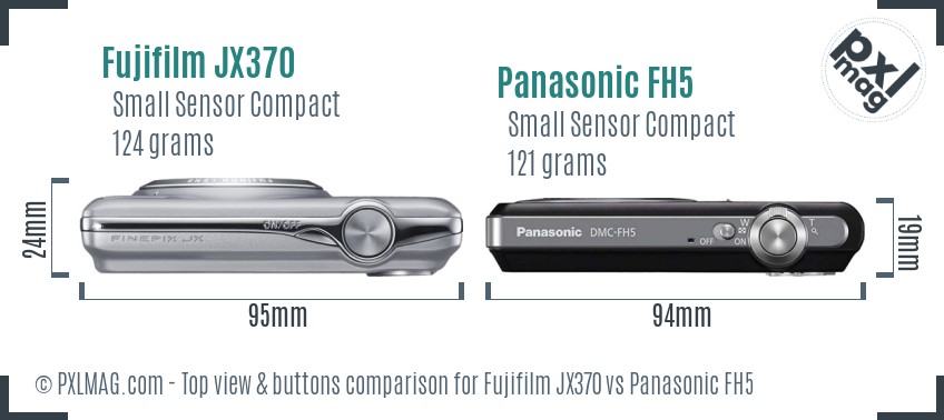 Fujifilm JX370 vs Panasonic FH5 top view buttons comparison