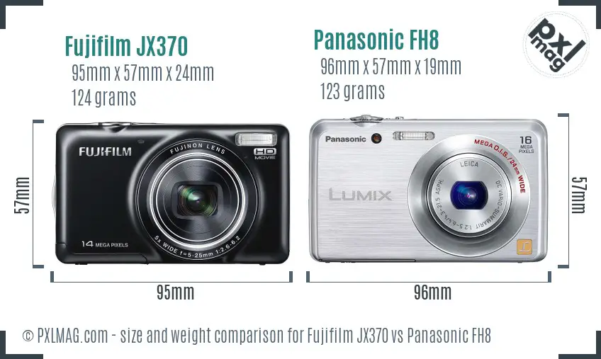 Fujifilm JX370 vs Panasonic FH8 size comparison