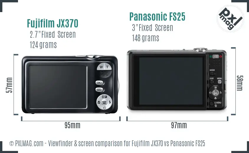 Fujifilm JX370 vs Panasonic FS25 Screen and Viewfinder comparison