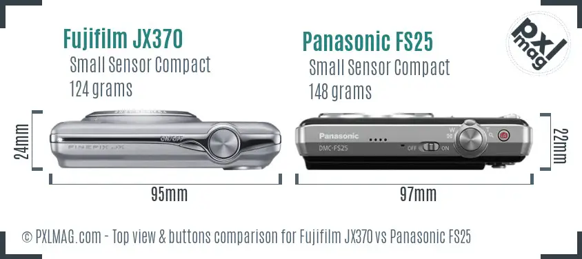 Fujifilm JX370 vs Panasonic FS25 top view buttons comparison