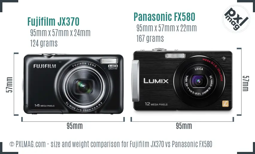 Fujifilm JX370 vs Panasonic FX580 size comparison