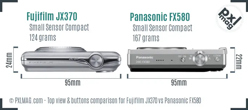 Fujifilm JX370 vs Panasonic FX580 top view buttons comparison