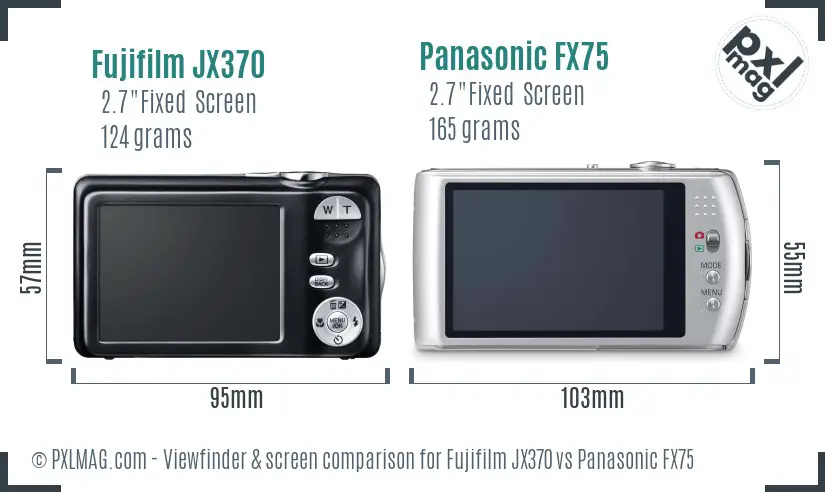 Fujifilm JX370 vs Panasonic FX75 Screen and Viewfinder comparison