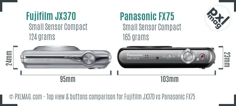 Fujifilm JX370 vs Panasonic FX75 top view buttons comparison