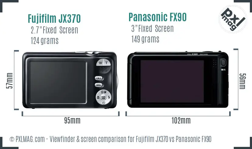 Fujifilm JX370 vs Panasonic FX90 Screen and Viewfinder comparison