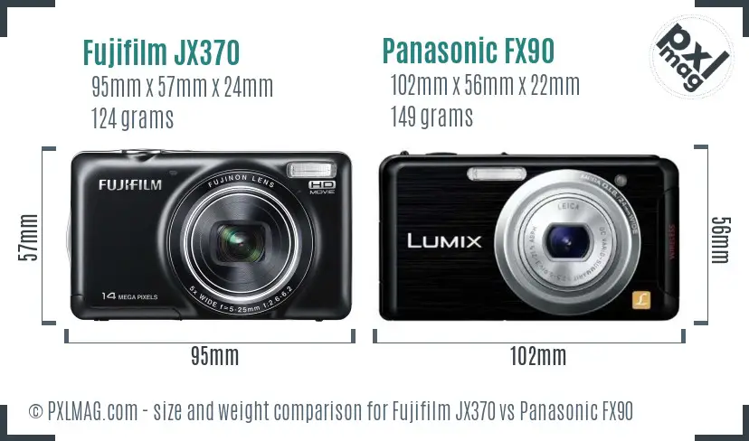 Fujifilm JX370 vs Panasonic FX90 size comparison