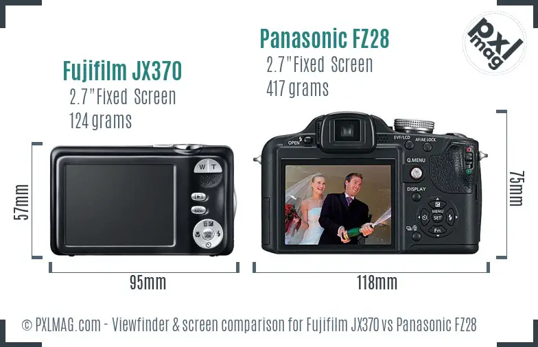 Fujifilm JX370 vs Panasonic FZ28 Screen and Viewfinder comparison Fujifilm JX370 vs Panasonic FZ28 Screen and Viewfinder comparison