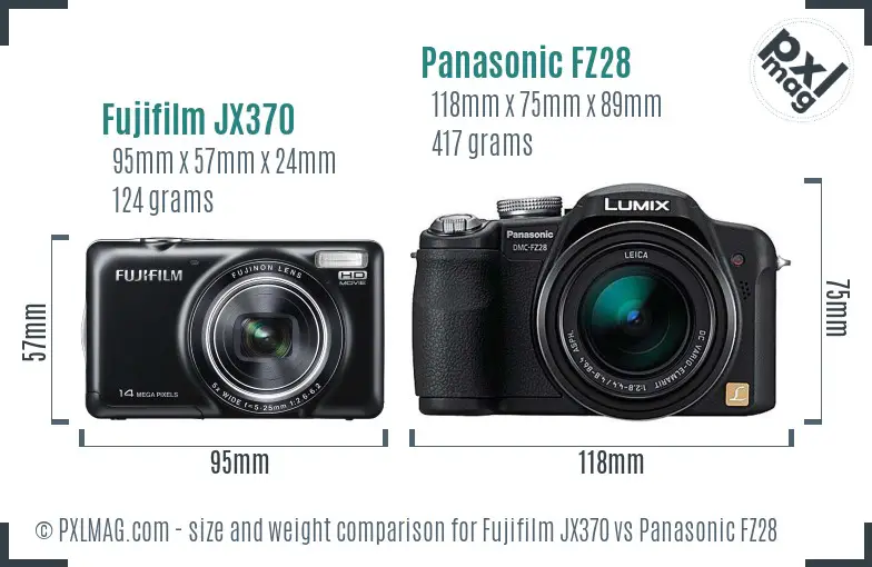 Fujifilm JX370 vs Panasonic FZ28 size comparison Fujifilm JX370 vs Panasonic FZ28 size comparison