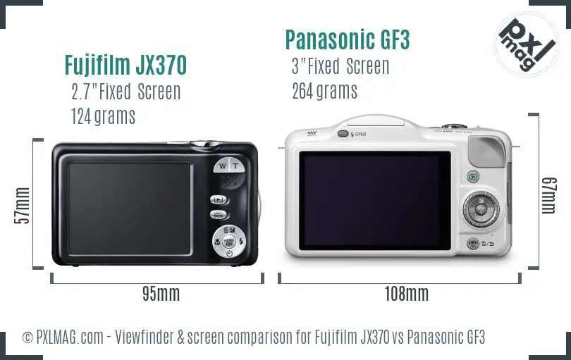 Fujifilm JX370 vs Panasonic GF3 Screen and Viewfinder comparison
