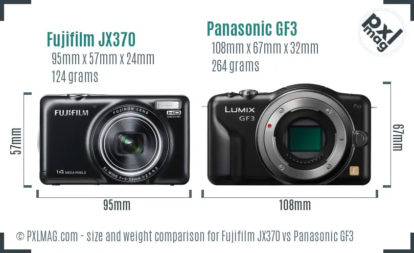 Fujifilm JX370 vs Panasonic GF3 size comparison