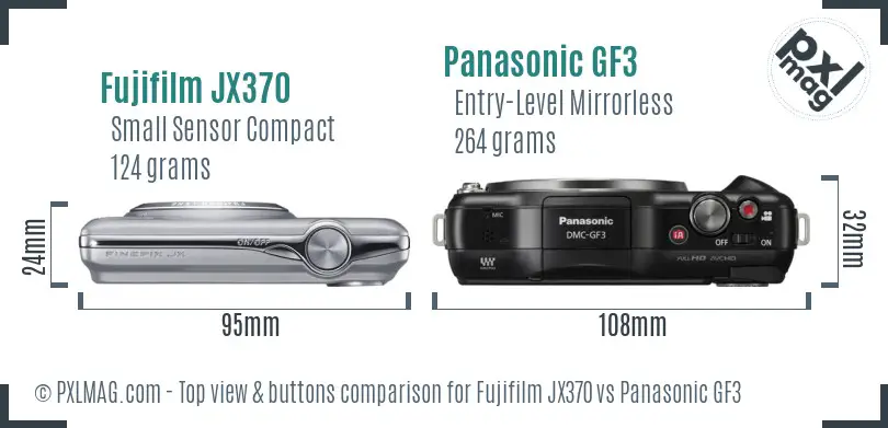 Fujifilm JX370 vs Panasonic GF3 top view buttons comparison