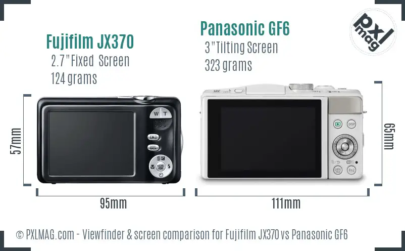 Fujifilm JX370 vs Panasonic GF6 Screen and Viewfinder comparison