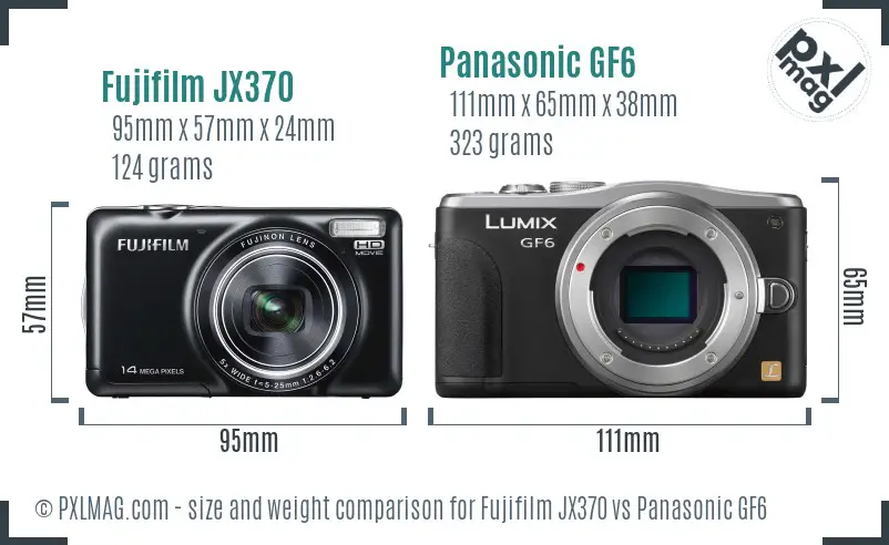 Fujifilm JX370 vs Panasonic GF6 size comparison