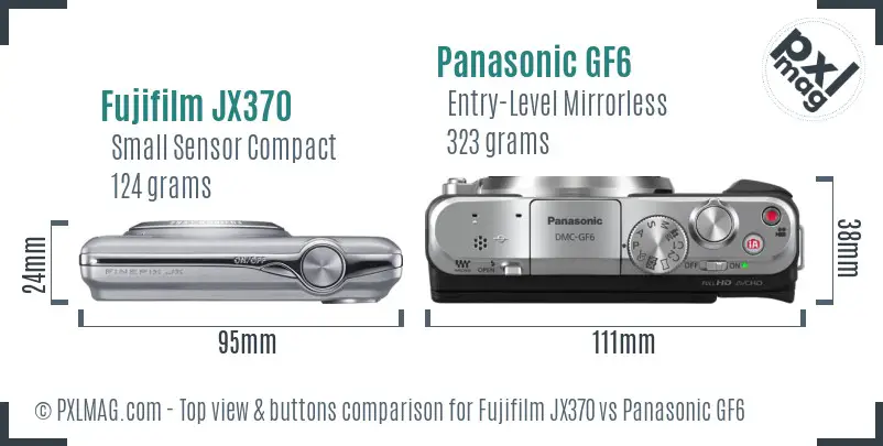 Fujifilm JX370 vs Panasonic GF6 top view buttons comparison