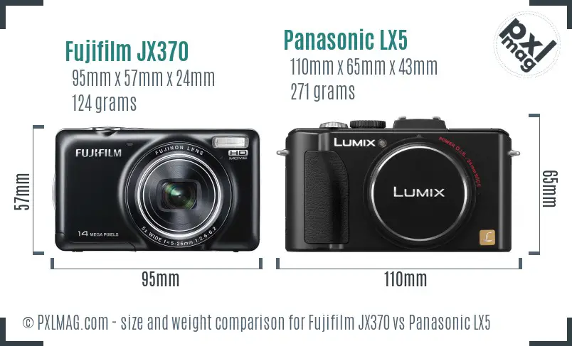 Fujifilm JX370 vs Panasonic LX5 size comparison