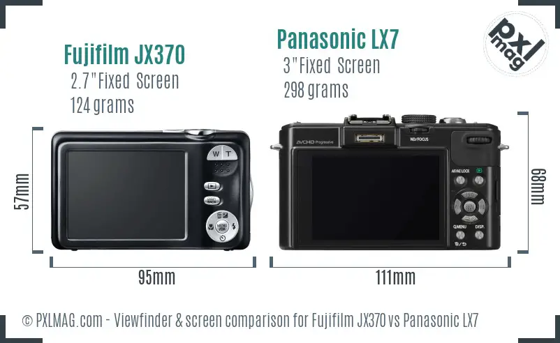 Fujifilm JX370 vs Panasonic LX7 Screen and Viewfinder comparison