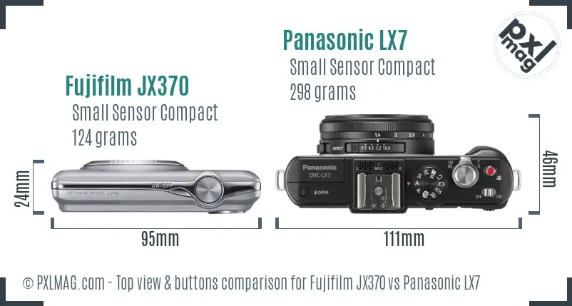 Fujifilm JX370 vs Panasonic LX7 top view buttons comparison
