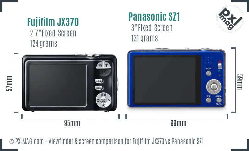 Fujifilm JX370 vs Panasonic SZ1 Screen and Viewfinder comparison