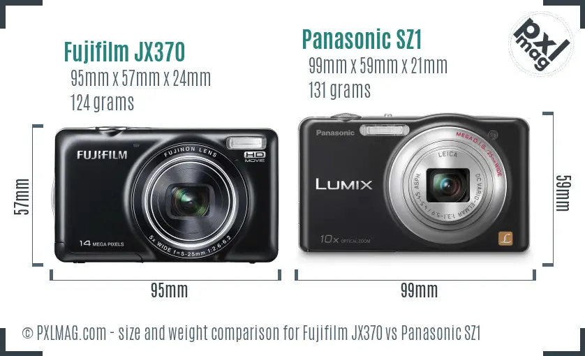 Fujifilm JX370 vs Panasonic SZ1 size comparison