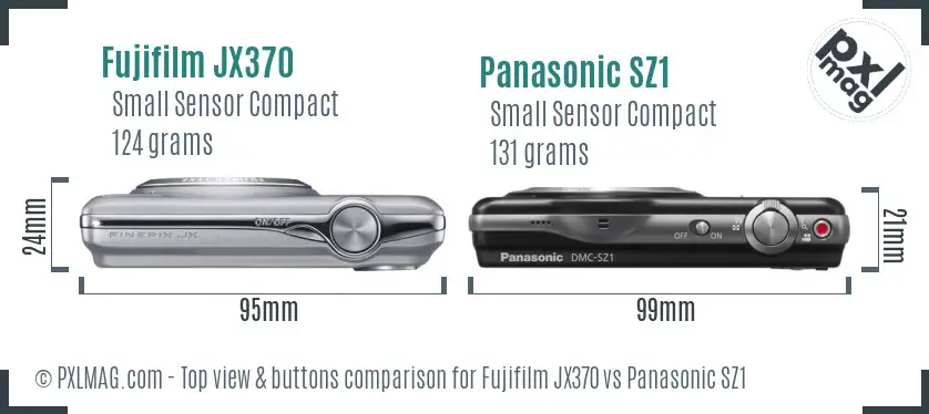 Fujifilm JX370 vs Panasonic SZ1 top view buttons comparison