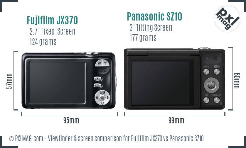 Fujifilm JX370 vs Panasonic SZ10 Screen and Viewfinder comparison