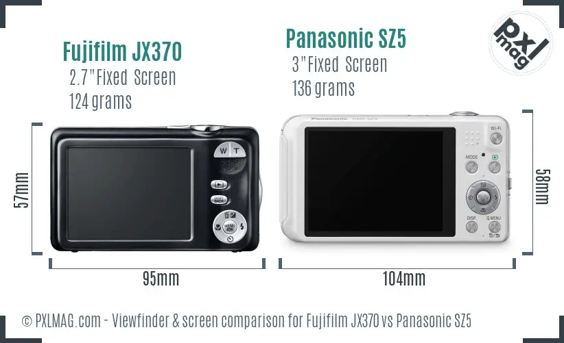 Fujifilm JX370 vs Panasonic SZ5 Screen and Viewfinder comparison Fujifilm JX370 vs Panasonic SZ5 Screen and Viewfinder comparison