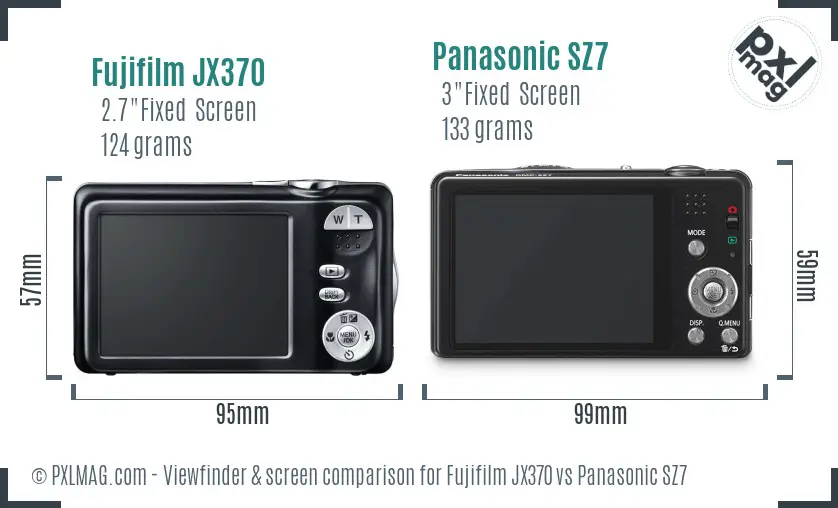 Fujifilm JX370 vs Panasonic SZ7 Screen and Viewfinder comparison