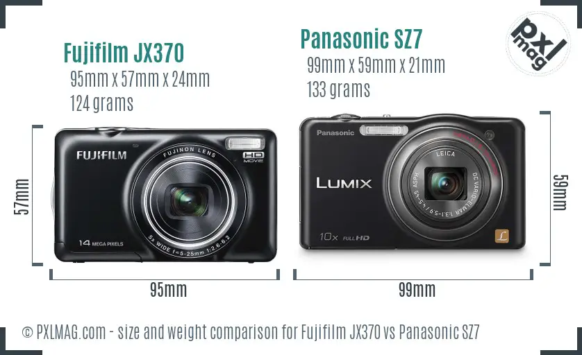 Fujifilm JX370 vs Panasonic SZ7 size comparison