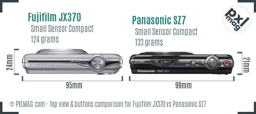 Fujifilm JX370 vs Panasonic SZ7 top view buttons comparison