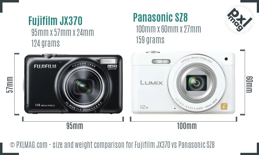 Fujifilm JX370 vs Panasonic SZ8 size comparison