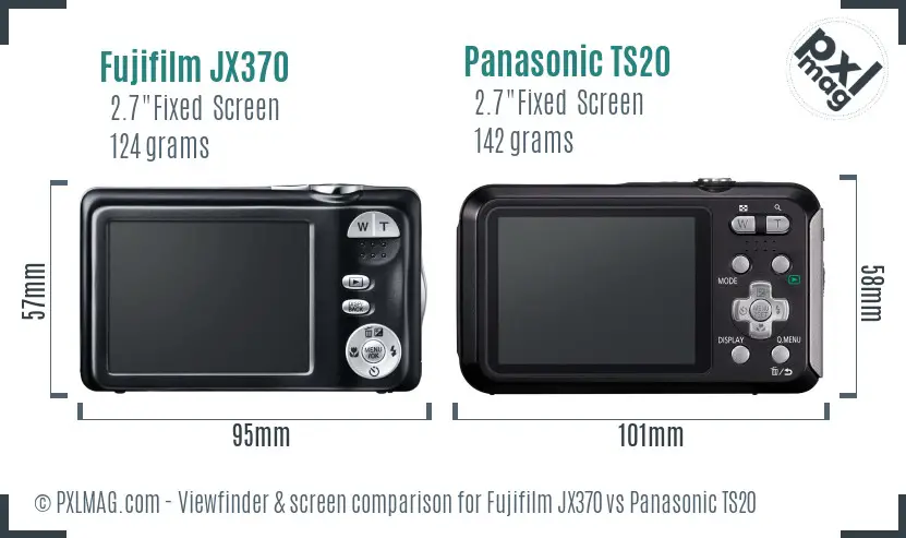 Fujifilm JX370 vs Panasonic TS20 Screen and Viewfinder comparison