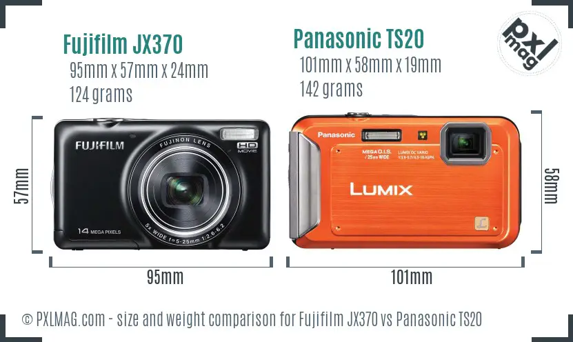 Fujifilm JX370 vs Panasonic TS20 size comparison