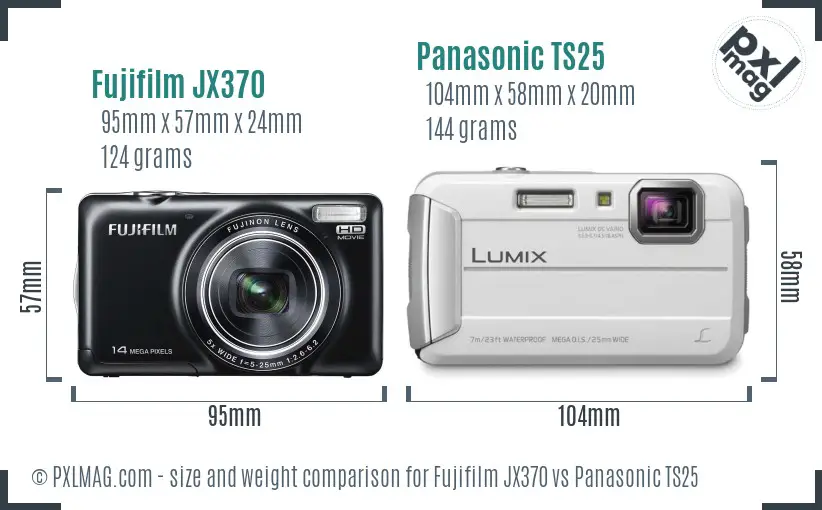 Fujifilm JX370 vs Panasonic TS25 size comparison
