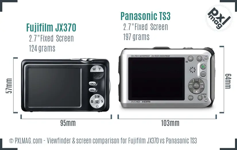 Fujifilm JX370 vs Panasonic TS3 Screen and Viewfinder comparison