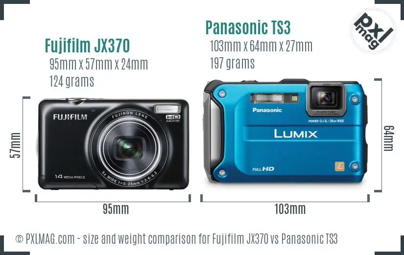 Fujifilm JX370 vs Panasonic TS3 size comparison Fujifilm JX370 vs Panasonic TS3 size comparison