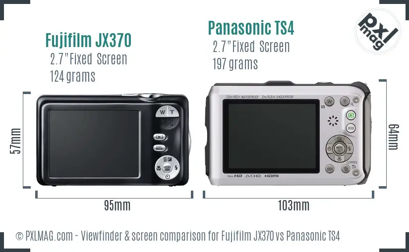 Fujifilm JX370 vs Panasonic TS4 Screen and Viewfinder comparison