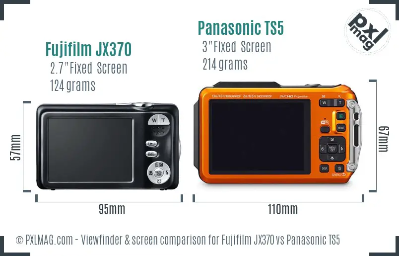 Fujifilm JX370 vs Panasonic TS5 Screen and Viewfinder comparison