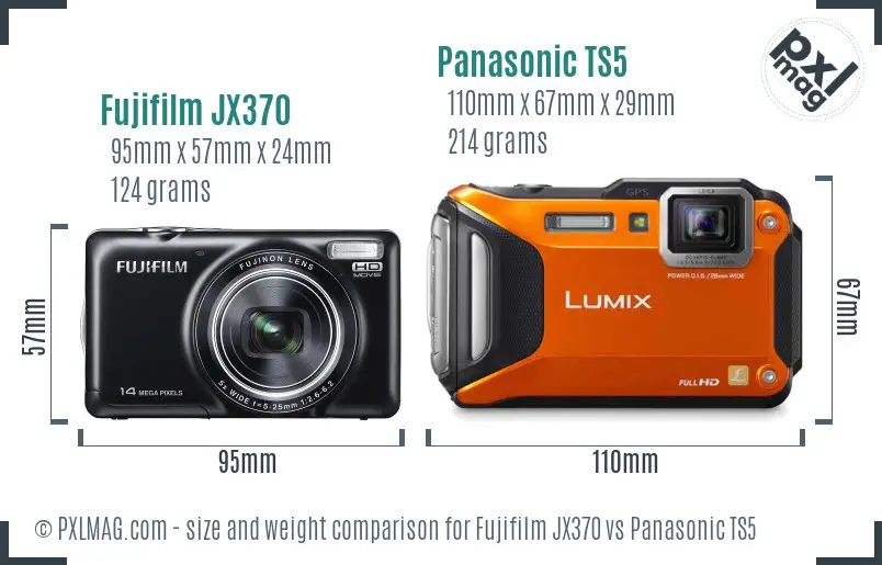 Fujifilm JX370 vs Panasonic TS5 size comparison