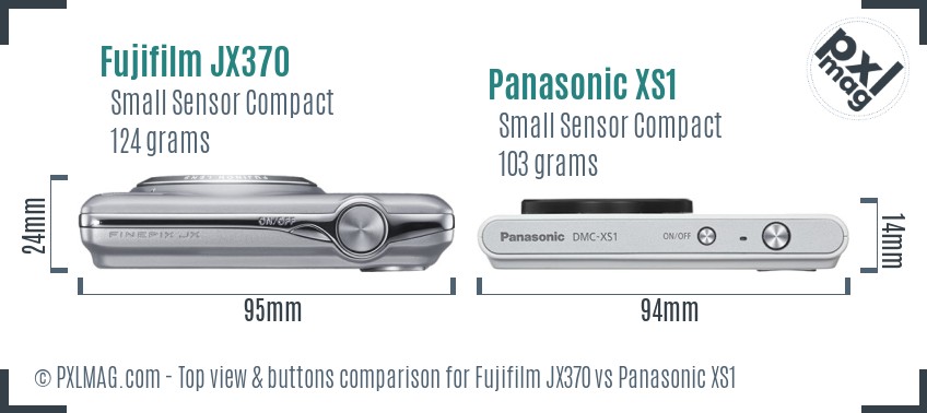 Fujifilm JX370 vs Panasonic XS1 top view buttons comparison