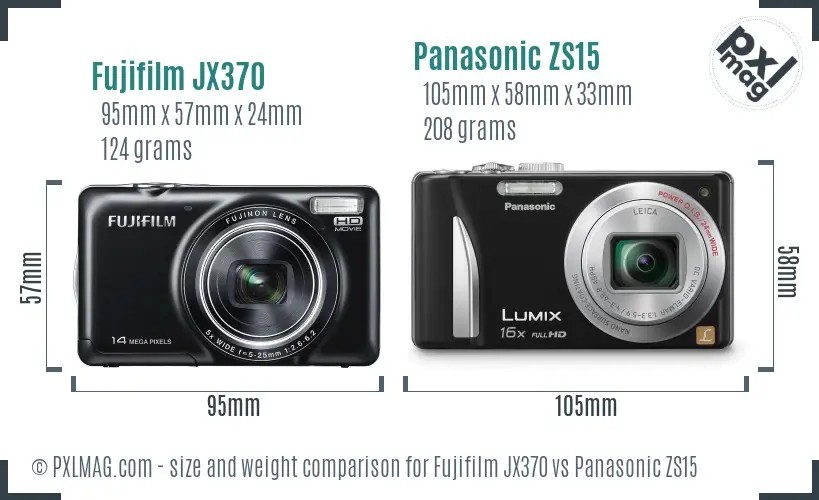 Fujifilm JX370 vs Panasonic ZS15 size comparison