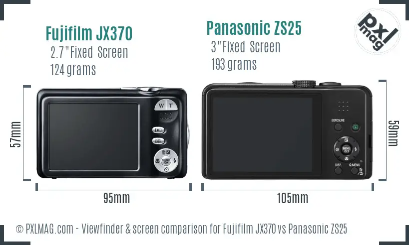 Fujifilm JX370 vs Panasonic ZS25 Screen and Viewfinder comparison Fujifilm JX370 vs Panasonic ZS25 Screen and Viewfinder comparison