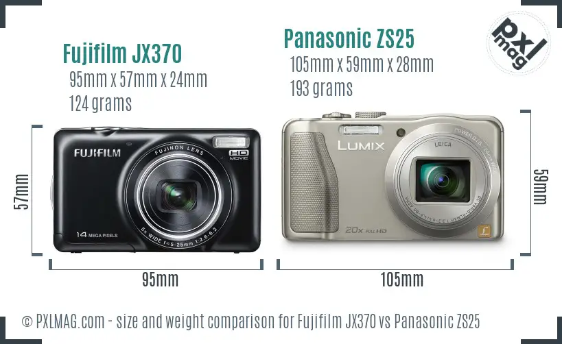 Fujifilm JX370 vs Panasonic ZS25 size comparison Fujifilm JX370 vs Panasonic ZS25 size comparison