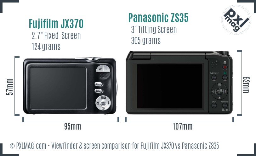 Fujifilm JX370 vs Panasonic ZS35 Screen and Viewfinder comparison