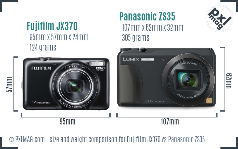 Fujifilm JX370 vs Panasonic ZS35 size comparison